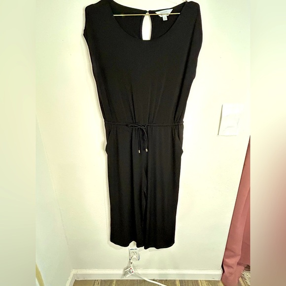 Market & Spruce Black Jumpsuit Size Large Sleeveless Tie Waist Cropped Wide Leg - Picture 5 of 9